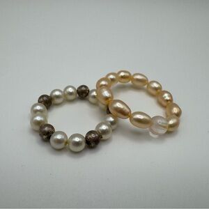 Honora Pearl Bead Stretch Rings-Two